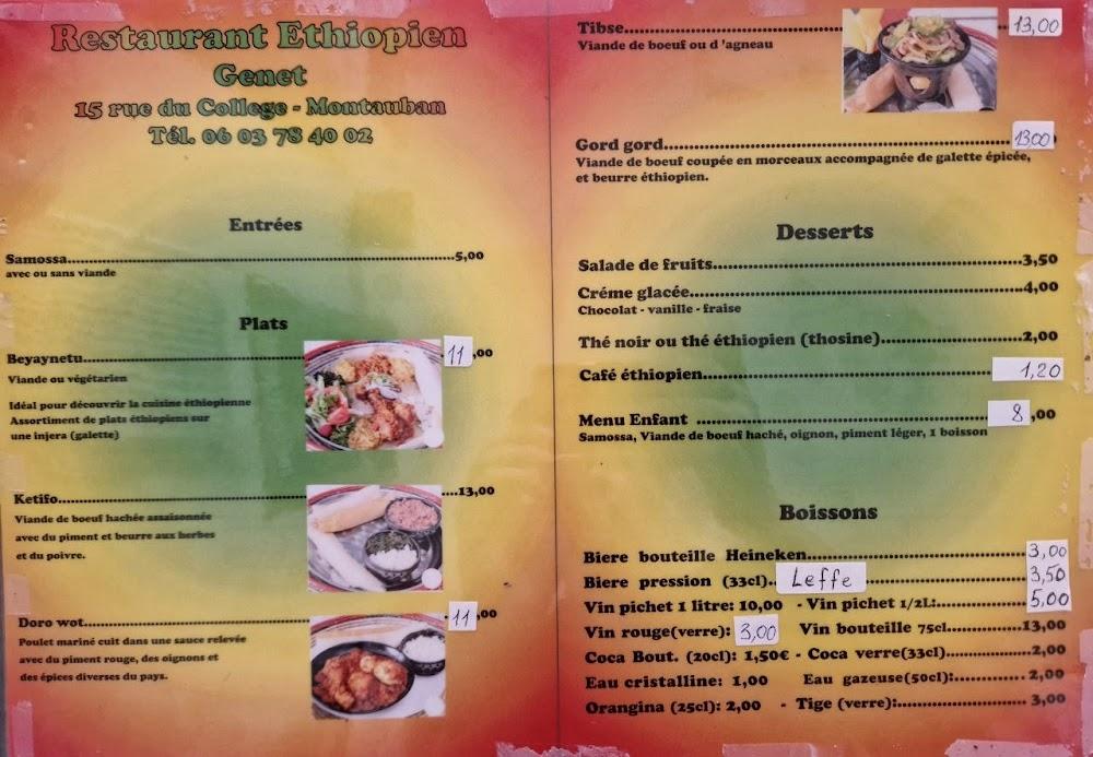 Restaurant Ethiopien GENET - Menu Image 2